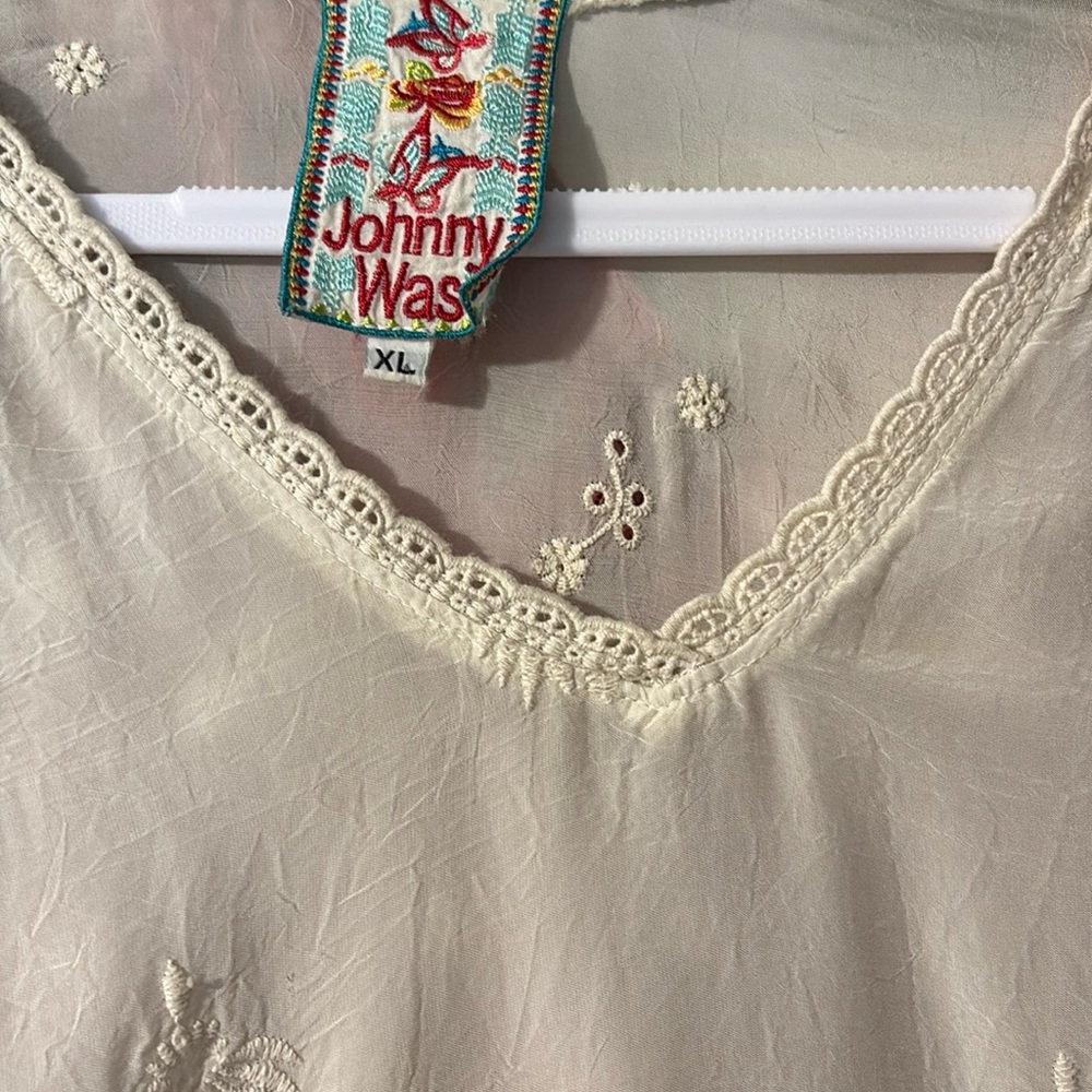 Johnny Was Cream Embroidered Tunic SZ XL - Picture 5 of 7